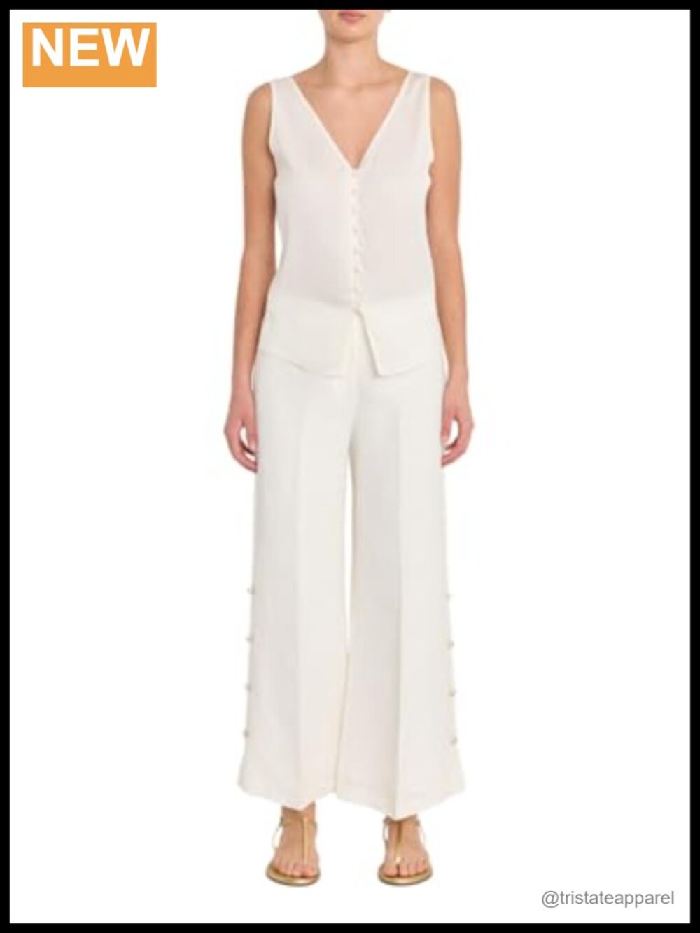 Silk Blend Sleeveless V-Neck Blouson Blouse